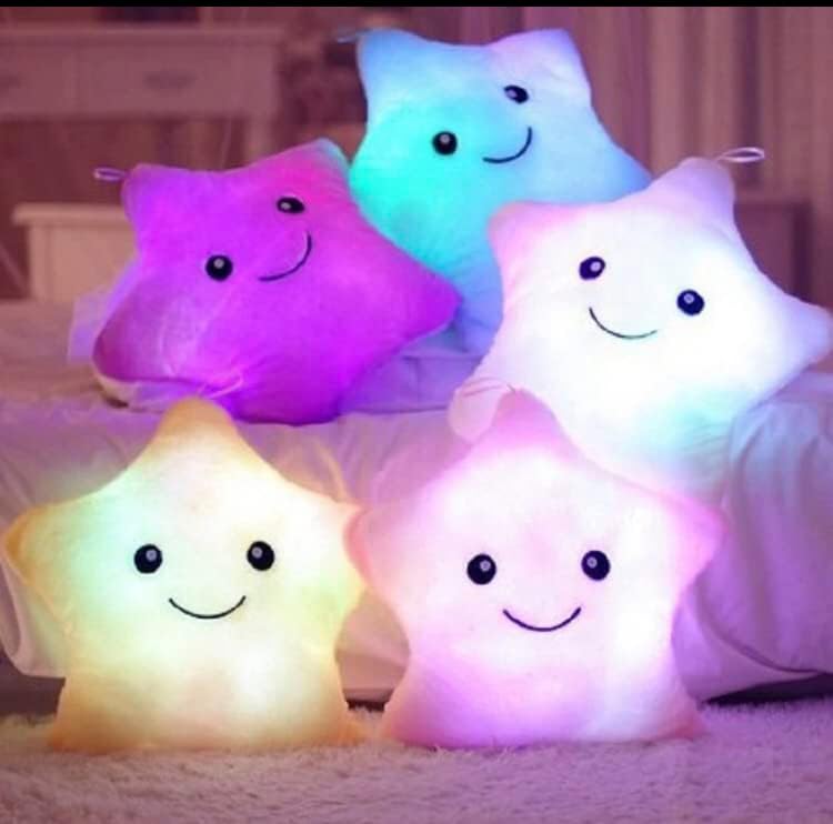 Star – Almohada de peluche con luces LED de 13.8 in (azul)