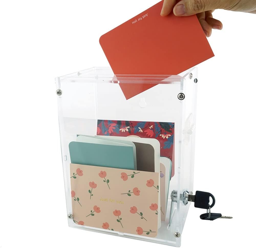 Caja de votación de donación acrílica en la pared para recaudación de fondoscaja de sugerencias (transparente)