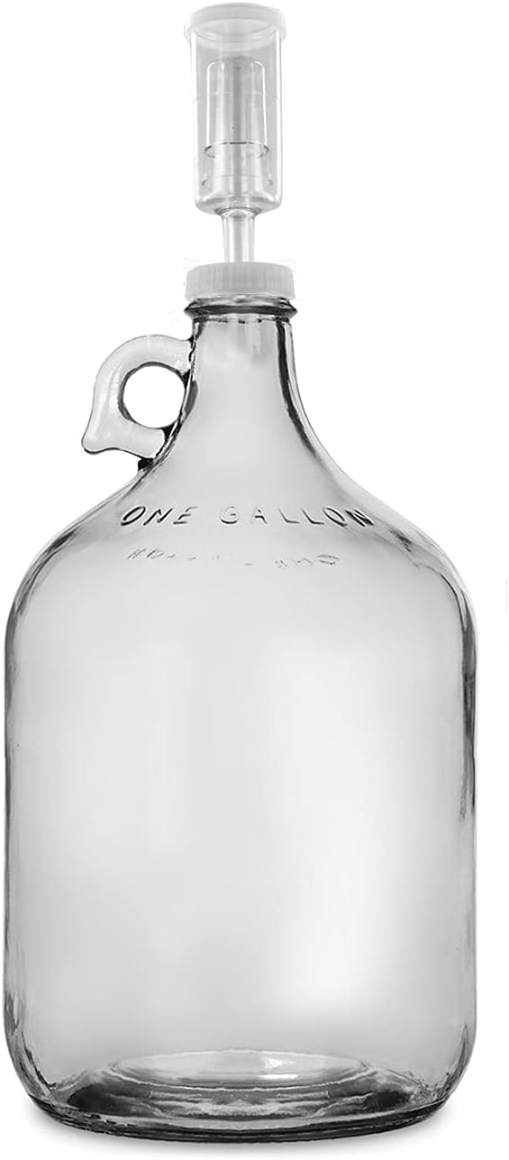 FastRack fermentador de vino de vidrio incluye Airlock, capacidad de 1 galón, transparente (B00BEYREIW), 1 unidad (paquete de 2)