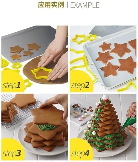 Anyana plástico 10 unids set 3D Gingerbread Star Navidad decoración fondant donut Cookie nesting cutters kit galleta pastelería molde para árbol de