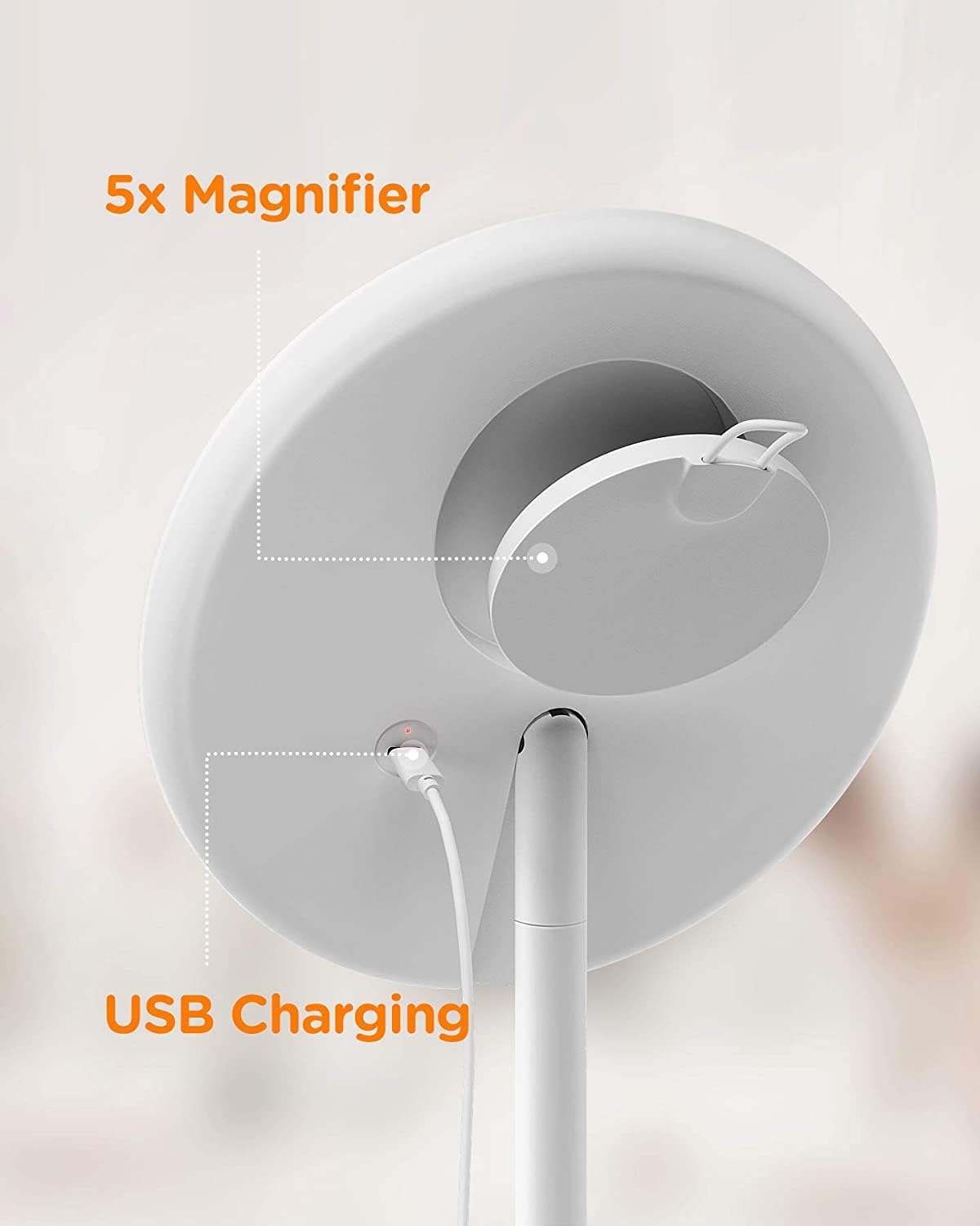 Espejo de maquillaje LED con luces, espejo de belleza iluminado con aumento 5X, iluminación de 3 colores, control táctil, espejo cosmético LED de