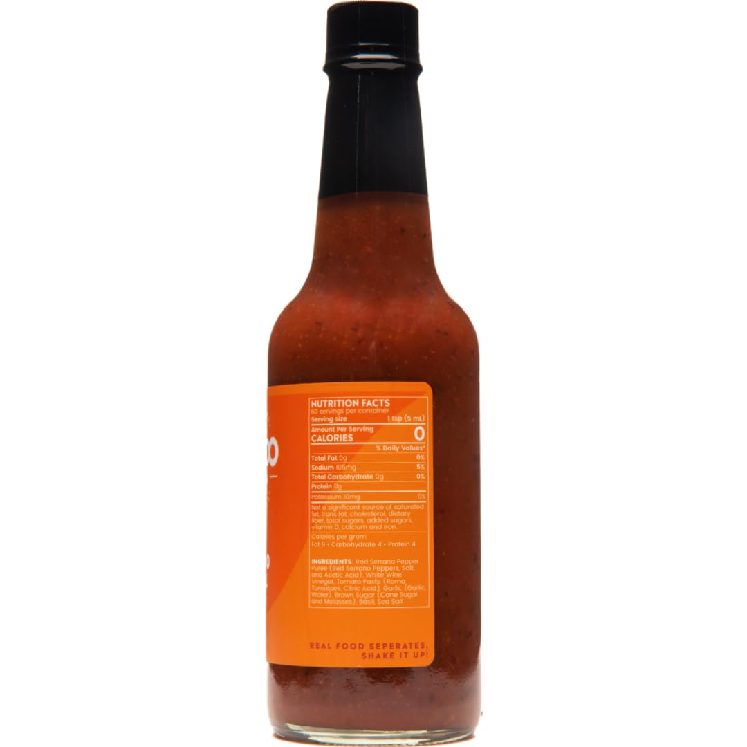 Bravado Spice Salsa picante serrano y albahaca sin gluten, vegana, baja en carbohidratos, salsa picante paleo, totalmente natural, botella de salsa