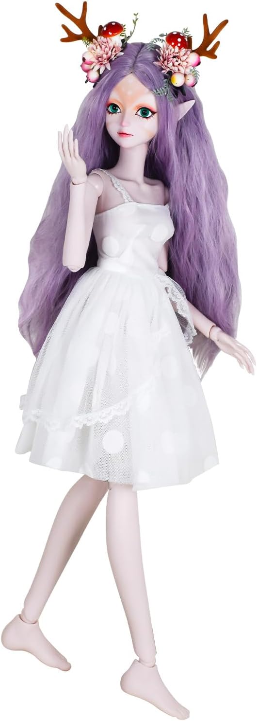 Proudoll Muñeca BJD de 13 de 23.6 in, 24 pulgadas, juguete de alce articulado con bola, muñecas SD, figuras de acción de hada de alce con orejas de