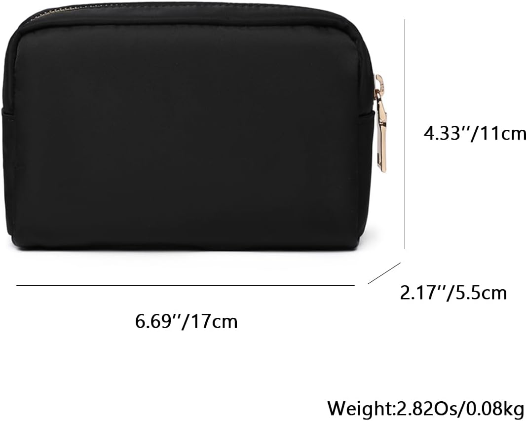 YONBEN Bolsas de cosméticos – Bolsos de mano elegantes y versátiles para tus artículos esenciales de belleza, Negro (black Nylon), Sencillo