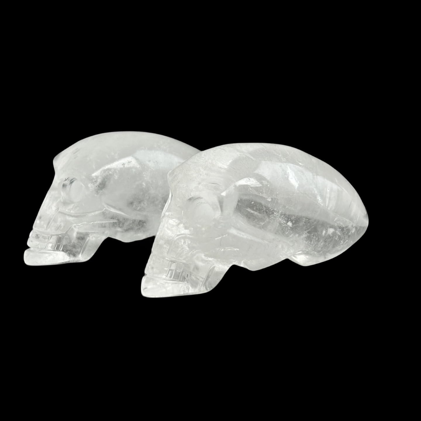 Figura de calavera alargada de cristal de cuarzo transparente de 2.2 pulgadas, cristales decorativos y piedra curativa tallada a mano con piedras