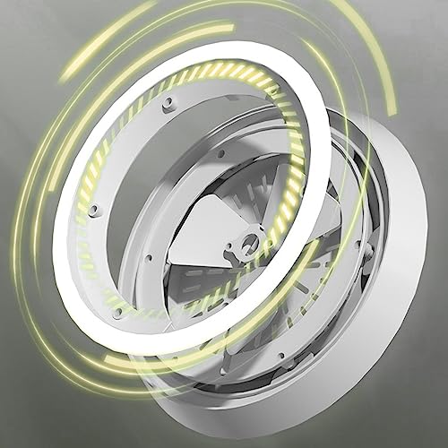 HURRISE Estuche de maquillaje con ventilador de espejo, organizador de maquillaje portátil con espejo y luz LED, vitrina de almacenamiento de