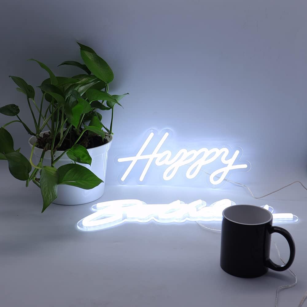 POVOKICI Letrero de neón LED de feliz cumpleaños, luz de neón grande de 18 x 7.05 + 13.3 x 6.2 pulgadas para decoración del hogar de fiesta de