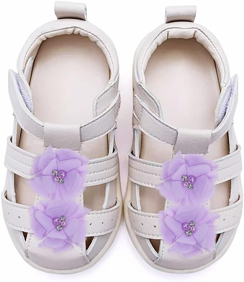 Penta Angel 20 adornos de flores de gasa de tela de 2 pulgadas con perlas de diamantes de imitación para mujeres y niñas, vestidos de manualidades,