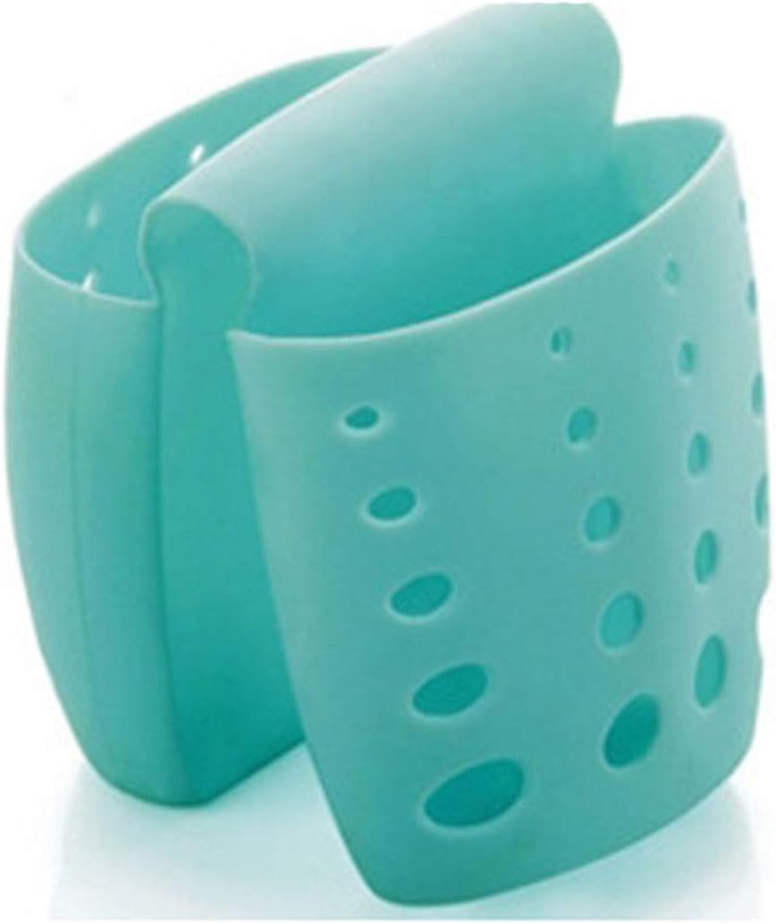 Estante de almacenamiento de cocina doble para fregadero, organizador de cocina, soporte de esponja, color azul