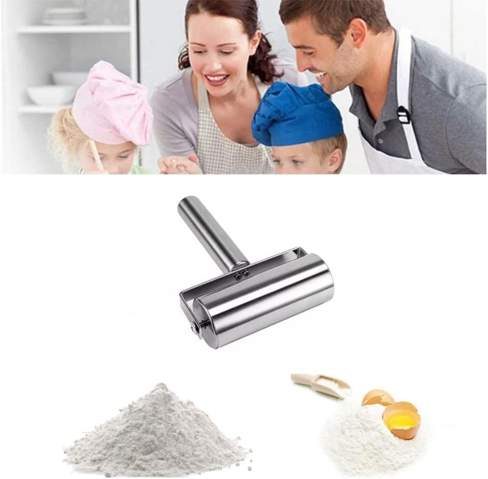 Rodillo pequeño, rodillo de masa de acero inoxidable, rodillo de hornear de cocina doméstica, adecuado para hacer pasteles, galletas, pizza y otras