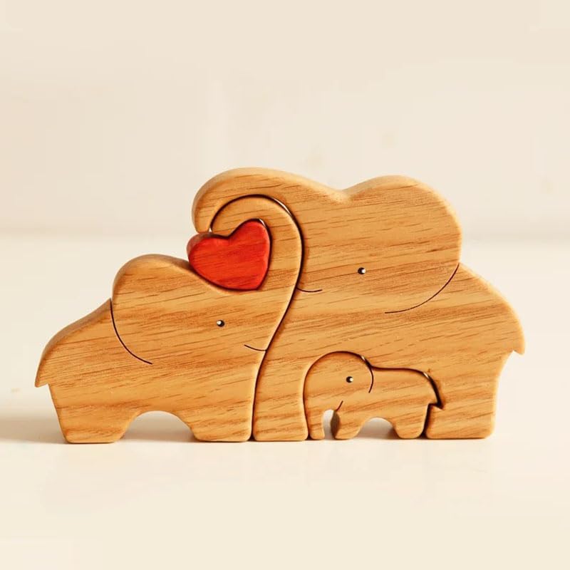 Rompecabezas de madera de elefante personalizable, pieza decorativa de roble para decoración del hogar y miembro reflexivo, 3