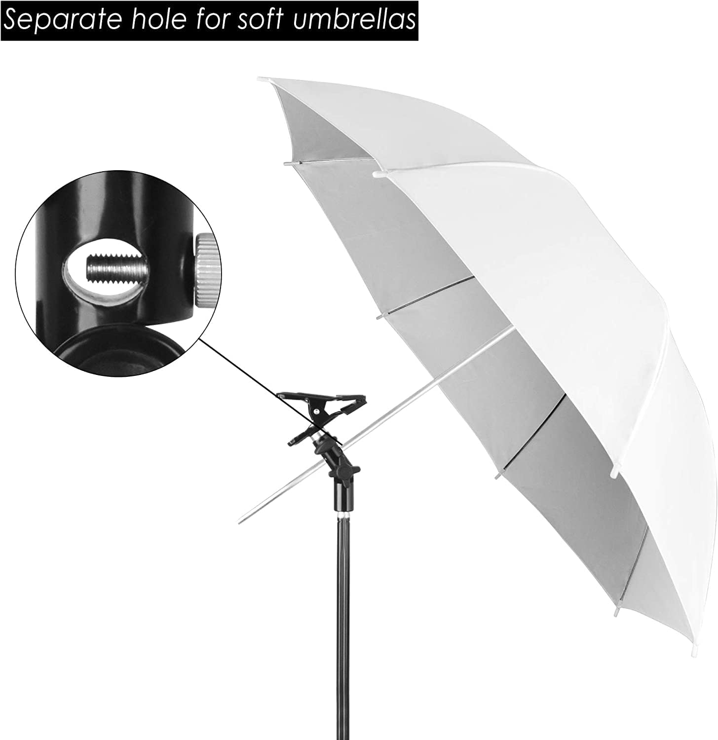 Soporte reflector de fotografía para soporte de luz, estudio de video fotográfico 58 “Soporte de abrazadera de metal resistente para iluminación