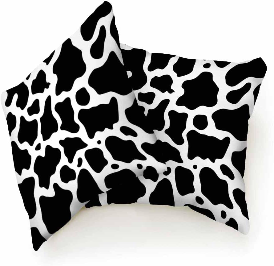 Beabes Juego de 2 almohadas decorativas cuadradas con patrón de puntos de vaca en blanco y negro para sofá o cama, 18 x 18 pulgadas, para mujeres,