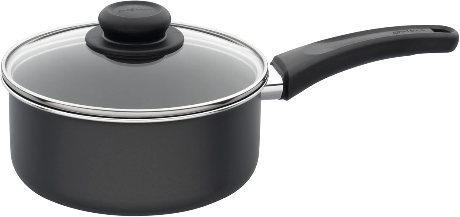 Utensilio de cocina Good Cook con tapa, 11 pulgadas, antiadherente, negro, Cacerola, S, No adhesivo negro