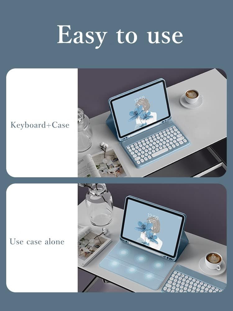 Funda de teclado para iPad Pro de 12.9 pulgadas, 6, 5, 4 generación, teclado a color, tecla redonda, lindo color caramelo, Bluetooth, funda de