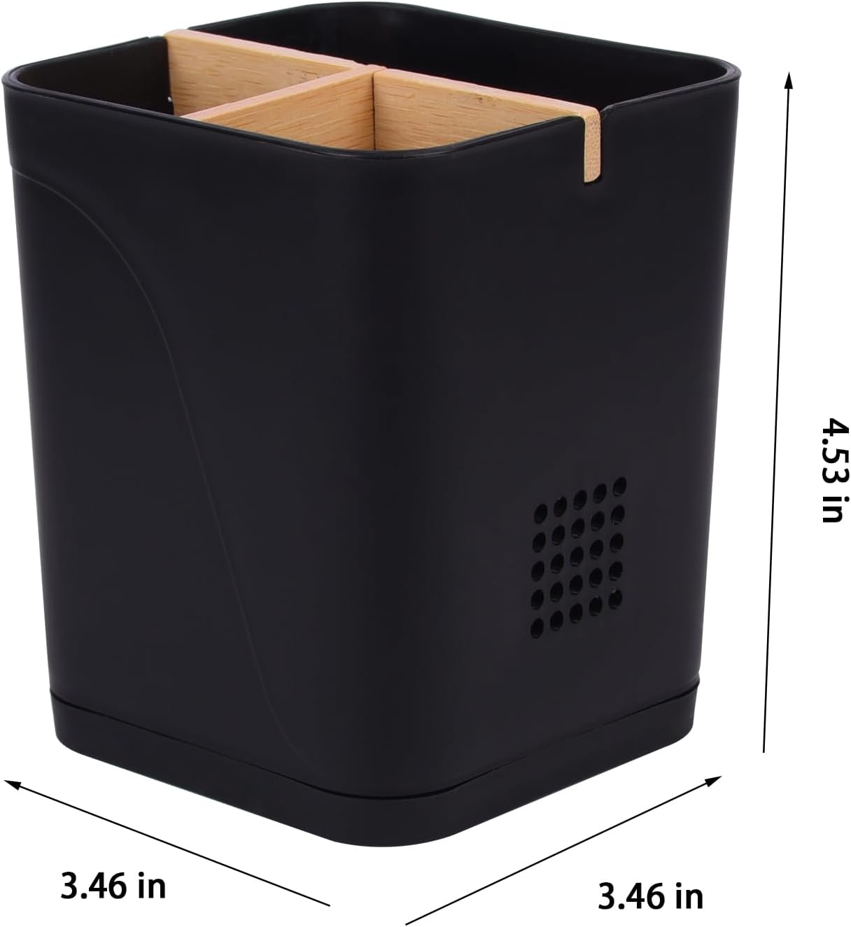 Soporte negro para cepillos de dientes con 3 ranuras y 2 soportes Qtip para baño, dormitorio, cocina