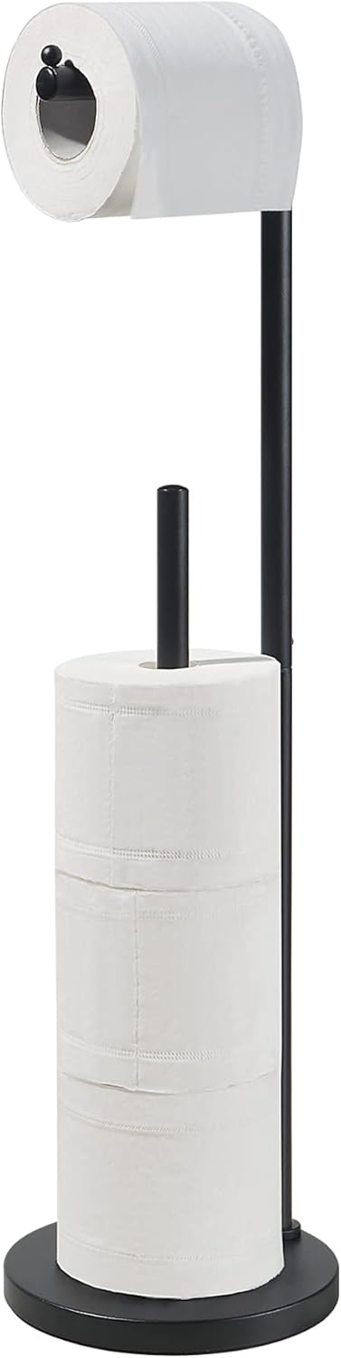 SunnyPoint Soporte de rollo de papel higiénico Soporte de base redonda con reserva (BLK)