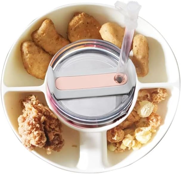 Tazón de aperitivos para vaso Stanley de 40 onzas con asa, accesorios de vaso reutilizables compatibles con Stanley Cup 1.02.0, bandeja de silicona