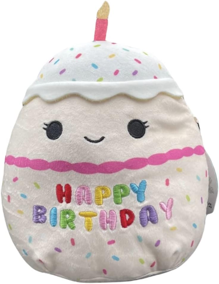 Squishmallow s Oficial Kellytoy Food – Juguetes de peluche suave (8 pulgadas, Lyla Happy Birthday Cake)
