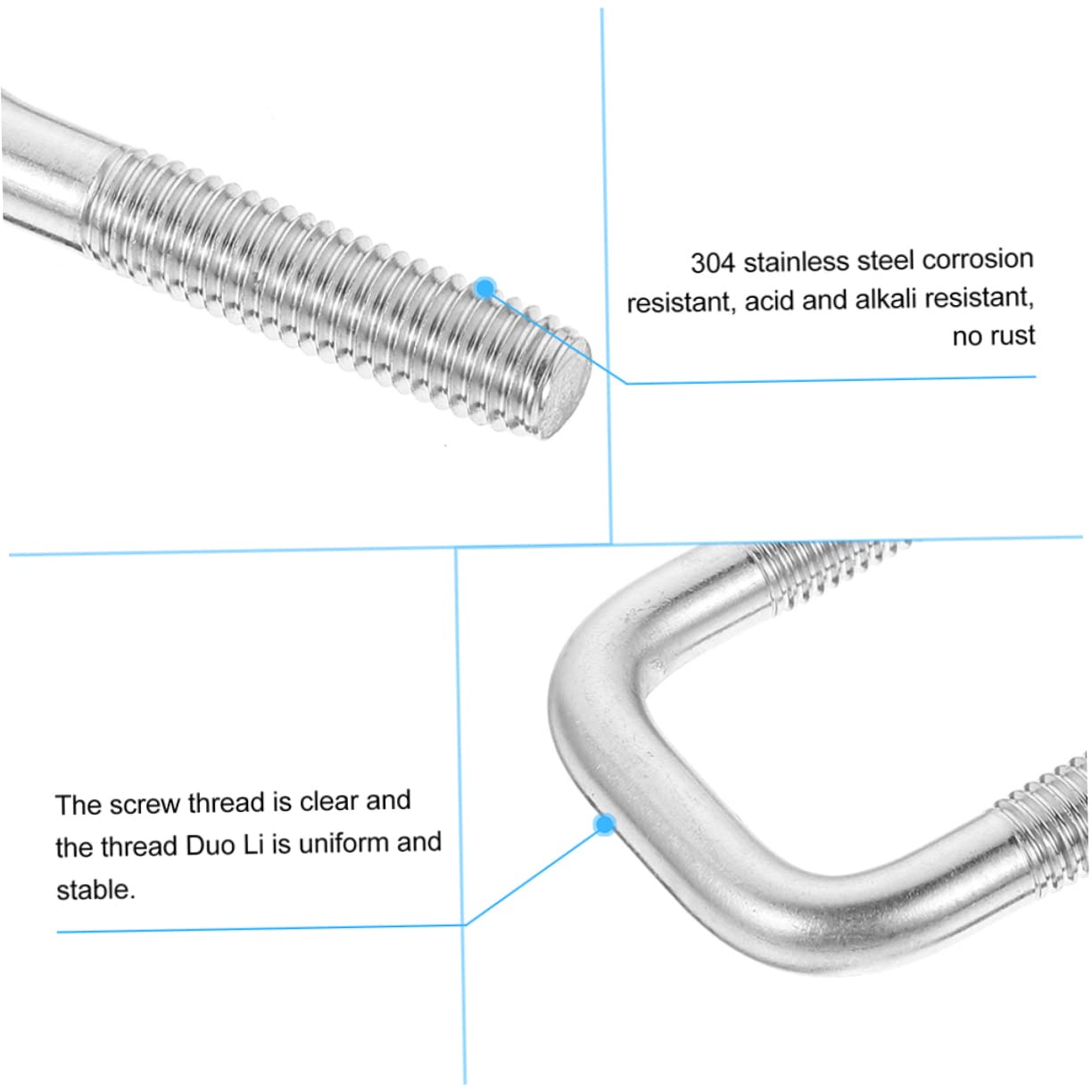 SOLUSTRE 4 unids U-Bolt Bolt U Bolt para Hardwares Antena Mástil Abrazadera Poste u Bolt Round Bend Bolt Reemplazo u Bolt Remolque u Tornillos