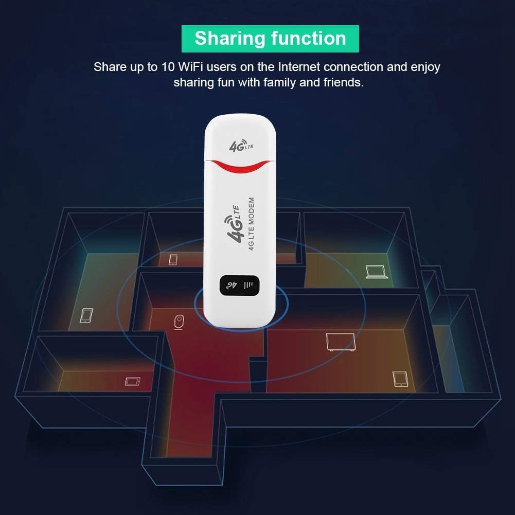 Cuifati Enrutador WiFi portátil USB WiFi Router para Internet inalámbrico, dispositivo de punto de acceso móvil 4G de alta velocidad (B1B3B5) con