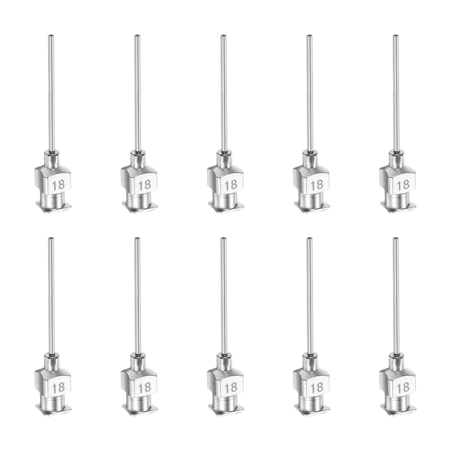 HARFINGTON 10 agujas dispensadoras de acero inoxidable calibre 18, 1 pulgada, tubo de aguja de pegamento de metal, puntas romas, Luer Lock para