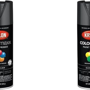 Krylon K05505007 COLORmaxx – Pintura y base en aerosol para uso en interiores y exteriores, color negro brillante, 12 onzas (paquete de 2) Krylon K05505007 COLORmaxx – Pintura y base en aerosol para uso en interiores y exteriores, color negro brillante, 12 onzas (paquete de 2)