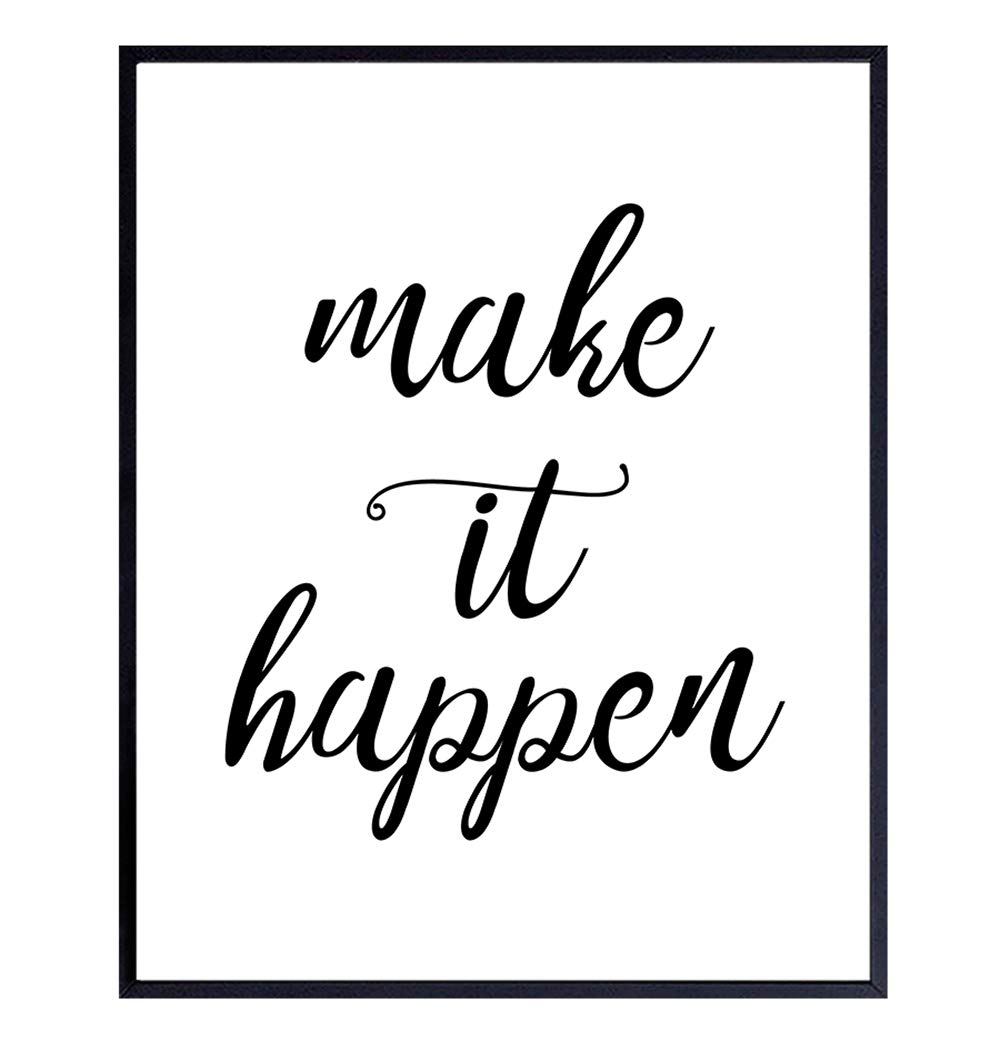 Make It Happen – Unframed Wall Art Print Typography – Perfect Affordable Gift – Motivational Quote – Great For Office and Home Decor – Ready to