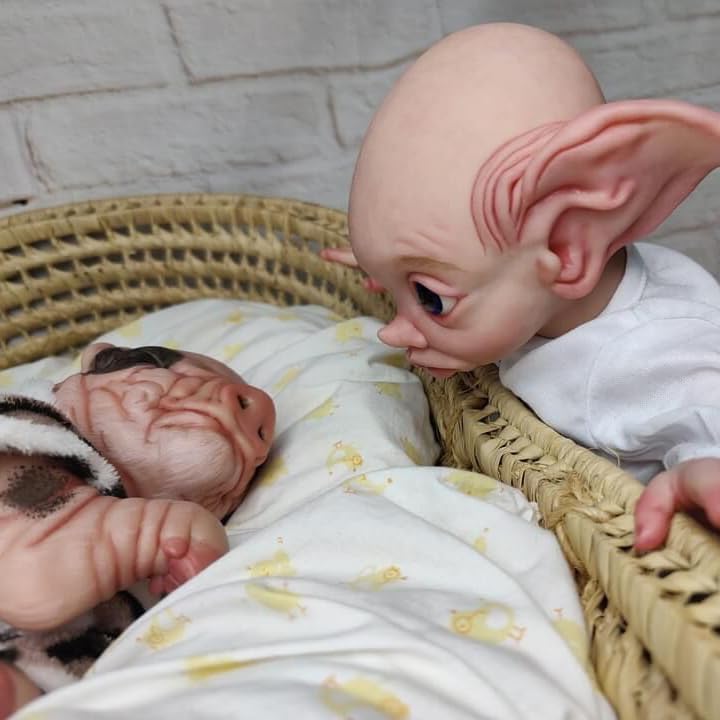 Anano Muñeco de elfo Reborn de la vida real, de 17 pulgadas, muñecas de bebé de hadas realistas que parecen elfos reales, mini elfo de silicona,