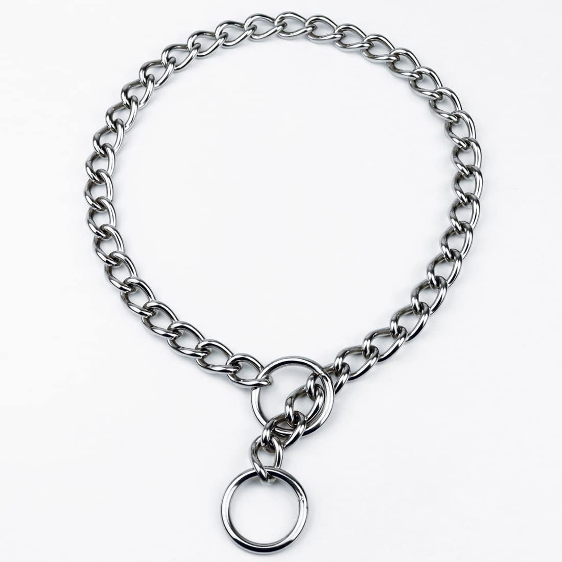 YUANKEXIANG Collar de entrenamiento para perros con cadena de estrangulamiento, de acero inoxidable ajustable, cadena P soldada, cadena pesada
