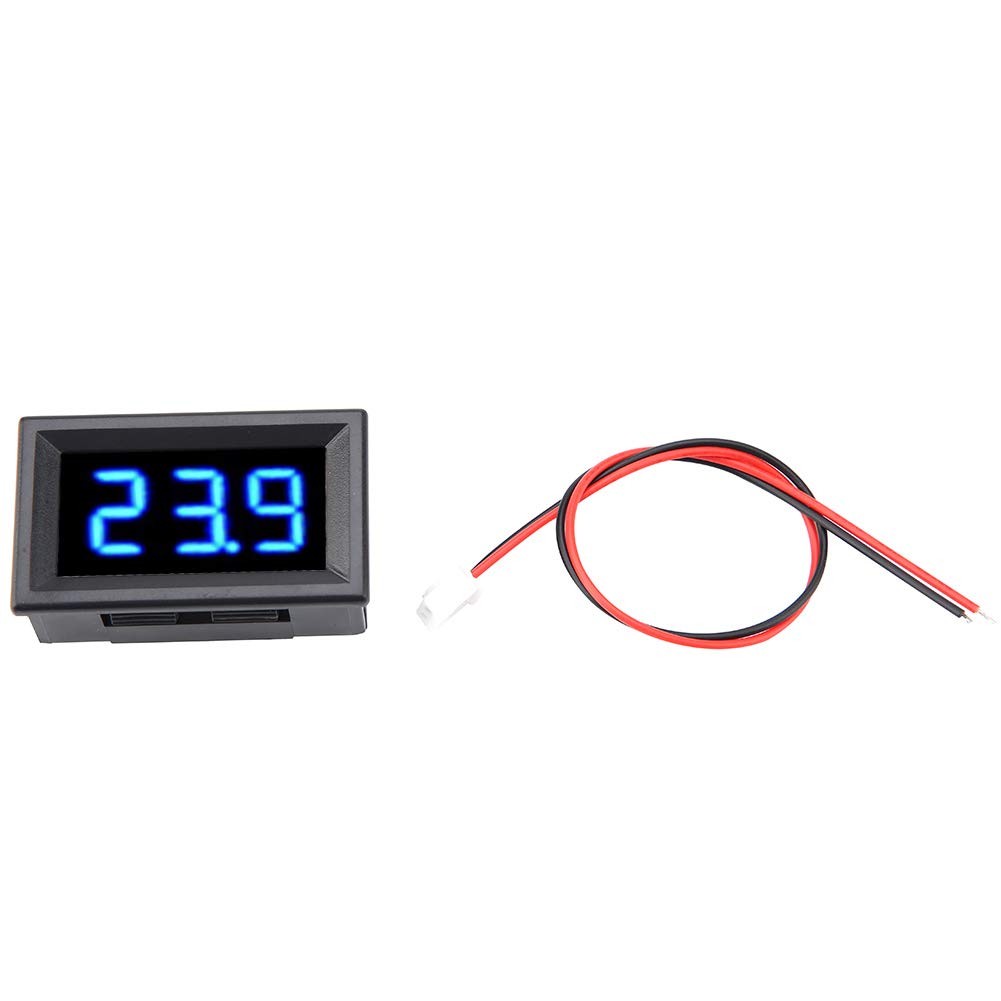 Medidor de voltaje, voltímetro de 0.56 pulgadas, dos cables, pantalla LED digital, medidor de voltaje para batería de 12 V 24 V (luz de fondo de