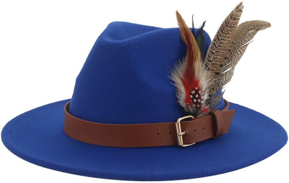 Moda Chic Fedoras Invierno Otoño Sombrero Mujeres Hombres Fieltro Ala Ancha Pluma Casual Jazz Cap
