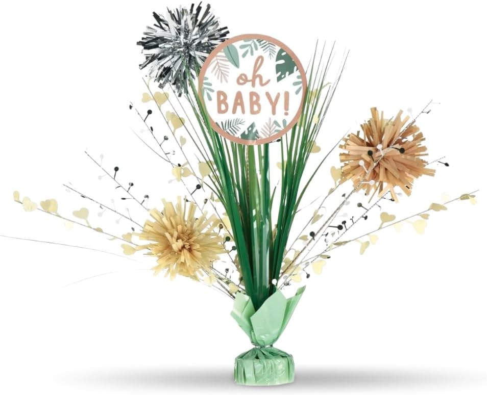 Oh Baby! Soft Jungle Spray – Centro de mesa ponderado, 18 pulgadas (1 unidad), perfecto para baby showers y revelaciones de género