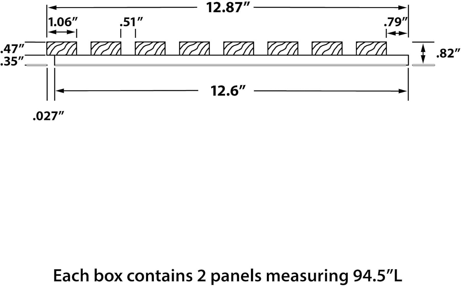 American Pro Decor Panel acústico de 12.5 pulgadas de ancho x 94.5 pulgadas de largo x 0.82 pulgadas de grosor, longitud completa, paquete de 2,
