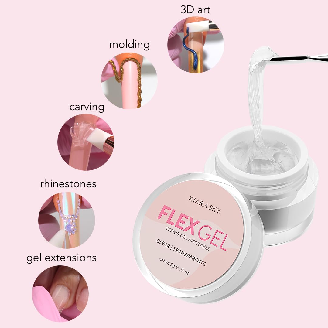 Kiara Sky Professional Nails – Gel de moldeo flexible + Beyond Pro Flash Cure Mini lámpara LED