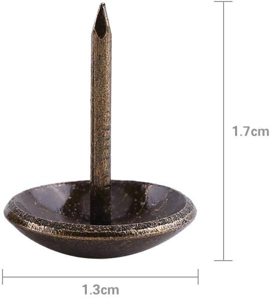 Hilitand 100 tachuelas de tapicería, alfileres de uñas de muebles, remaches de sofá, tachuelas de tapicería, latón antiguo (uñas lisas de 0.512 x