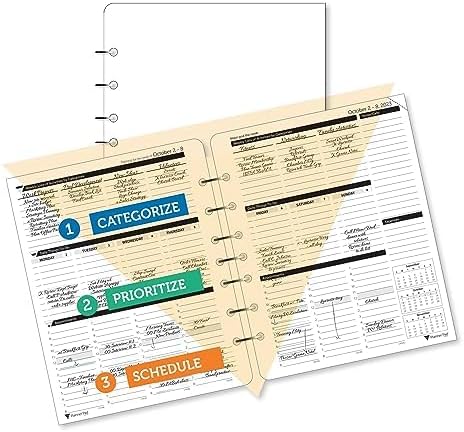 Planner Pad Organizador de 12 meses, embudo de 3 niveles de hojas sueltas de 7 agujeros, inicio del 1 de octubre (octubre de 2023 a septiembre de