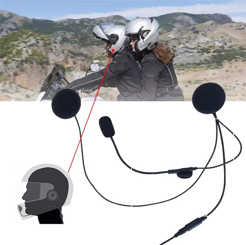 BAOFENG Kit de casco de 2 pines de cara completa para motocicleta, micrófono Ken WoodWOU XunPu XingLin ton Radio bidireccional Walkie Talkie, negro