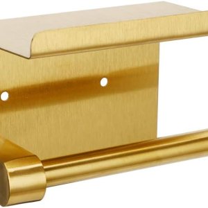 Soporte de papel higiénico dorado, soporte de papel higiénico adhesivo con estante para teléfono, soporte para rollo de papel higiénico SUS304 de Soporte de papel higiénico dorado, soporte de papel higiénico adhesivo con estante para teléfono, soporte para rollo de papel higiénico SUS304 de