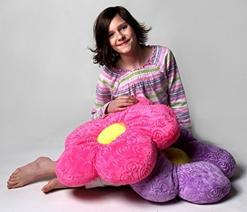 Snuggle Stuffs Adorable almohada de 15 pulgadas con diseño de flor de minky rosa