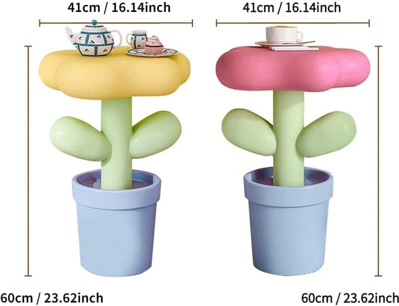 Mesa de Centro Mesa auxiliar creativa de tulipanes en forma de flor decorativa pequeña mesa de centro de resina de 23.6 x 16.1 in para sala de