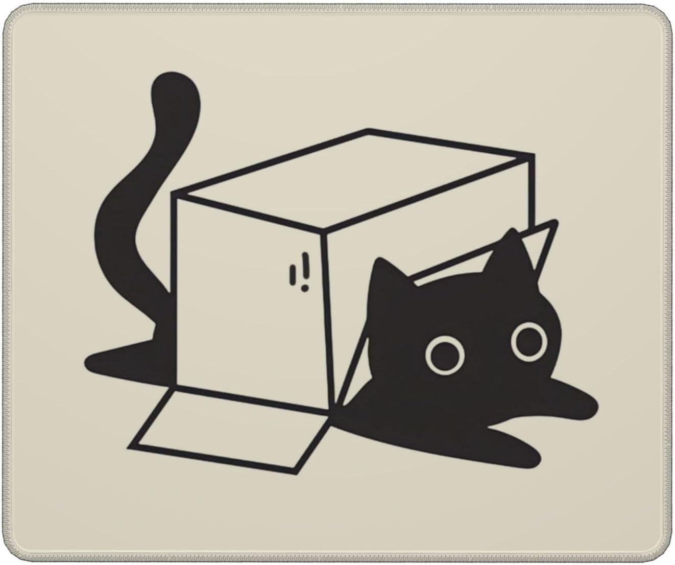 Divertida alfombrilla de mouse cuadrada con diseño de gato negro para mouse inalámbrico para computadora de oficina pequeña, alfombrilla de mouse