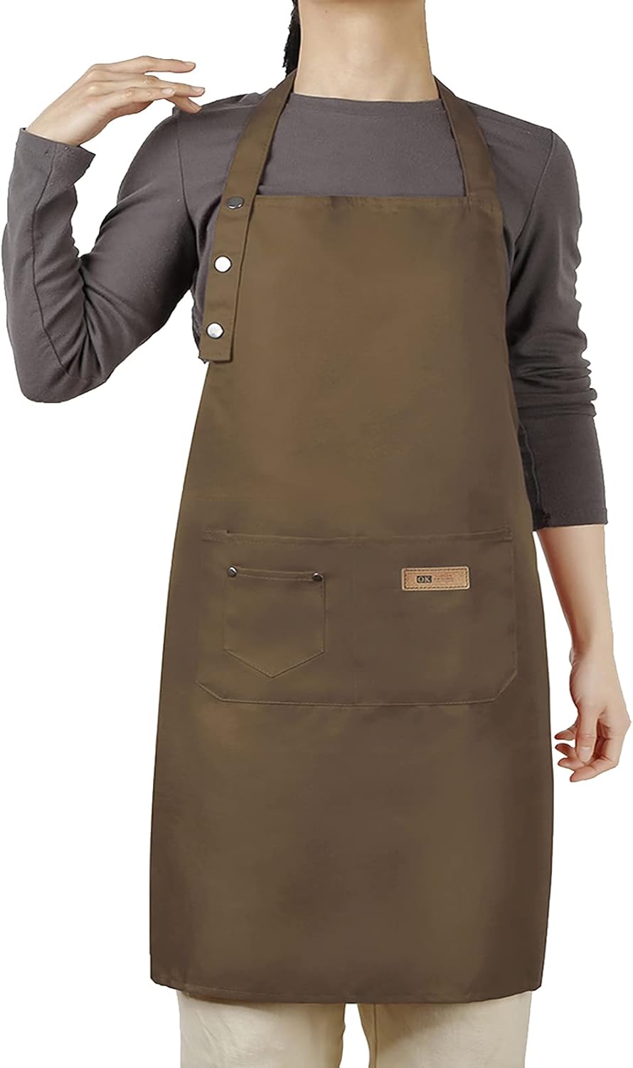 Delantal ajustable con botones para mujeres y hombres, artistas, pintura, cerámica, jardín, cocina, chef, 3 bolsillos, impermeable, M-XXL