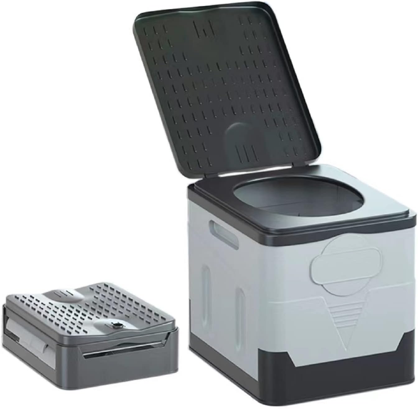 Inodoro portátil, inodoro plegable portátil, inodoro plegable con tapa, inodoro de viaje al aire libre, inodoro de viaje de camping (negro)