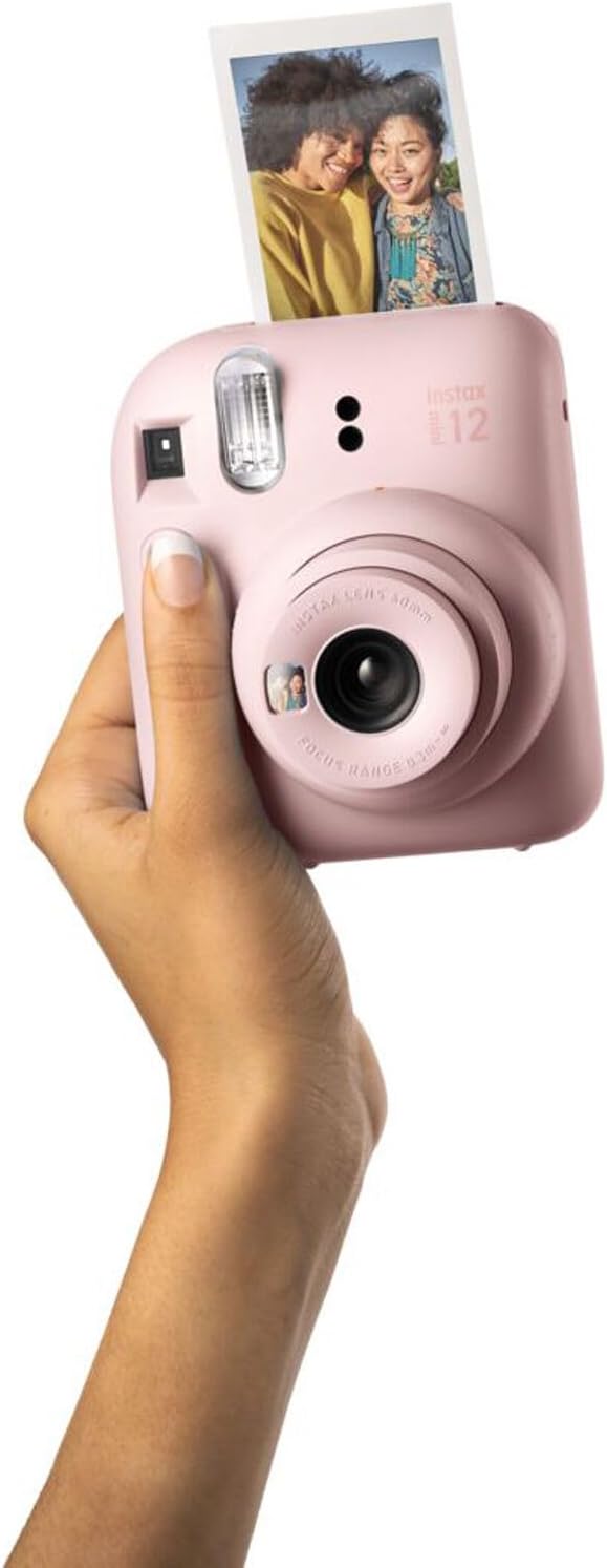 Fujifilm Instax Mini 12 – Cámara instantánea Blossom Pink + funda personalizada mínima + película Fuji Instax de 20 hojas, paquete doble