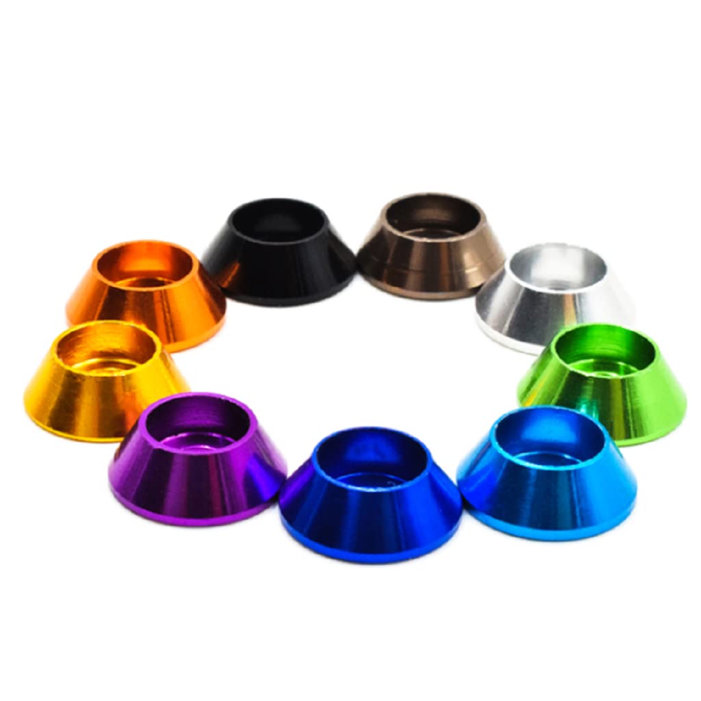 20pcs M6 Cono Arandelas de Copa Anodizado Aleación de Aluminio Junta de Tornillo Arandelas avellanadas (negro)