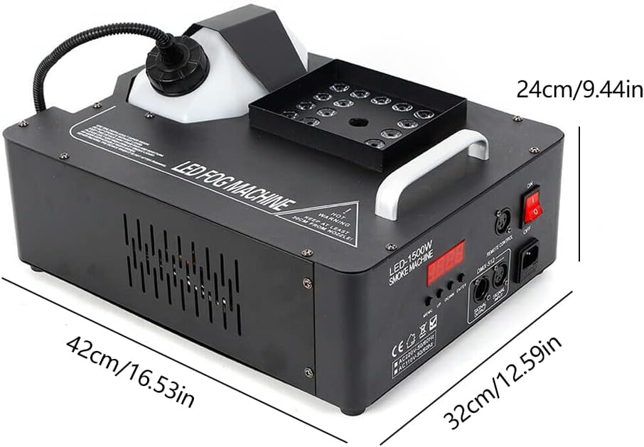 DYRABREST Máquina de niebla, máquina de humo LED de 24 RGB, 3 en 1, 1500 W, para fiesta, DMX inalámbrico, para DJ, escenario, con control remoto,