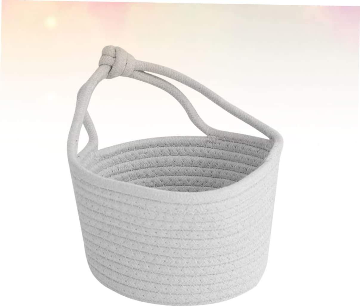 Toyvian Cesta de cosas, 2 unidades, cesta de almacenamiento blanca, canasta tejida para plantas, cestas de almacenamiento de algodón, accesorios