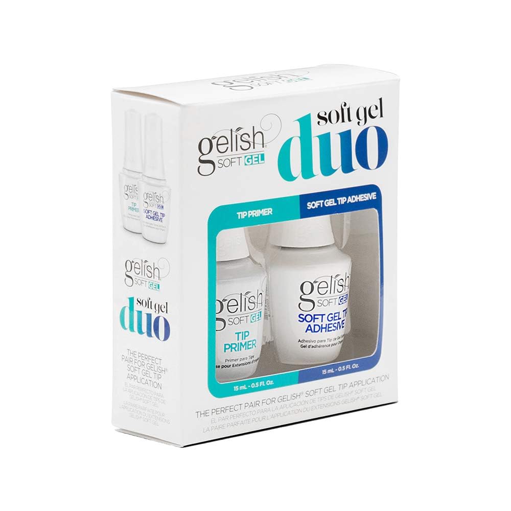Dúo de puntas de gel suave, imprimación y adhesivo para uñas postizas + pegamento de punta para uñas a presión, kit profesional de uñas de poligel