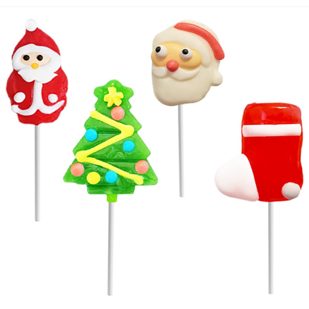 Fruidles Paleta de Navidad, Papá Noel, árbol de Navidad, paletas de bastones de caramelo, envueltas individualmente (paquete de 24)